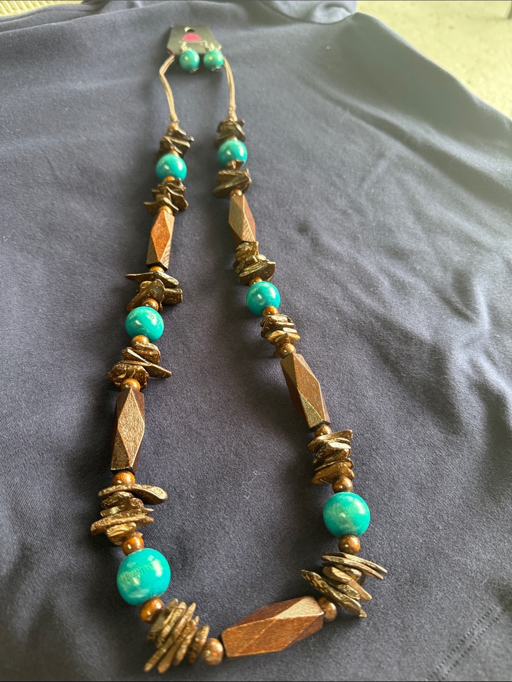 Turquoise and Brown Bead Statement Necklace - Women Jewelry